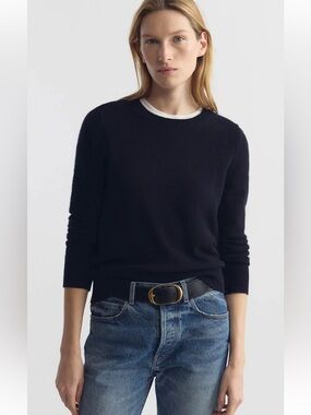 Nili Lotan Dark Navy 100% Cashmere Long Sleeve Silvie Sweater Top Sz. L $790